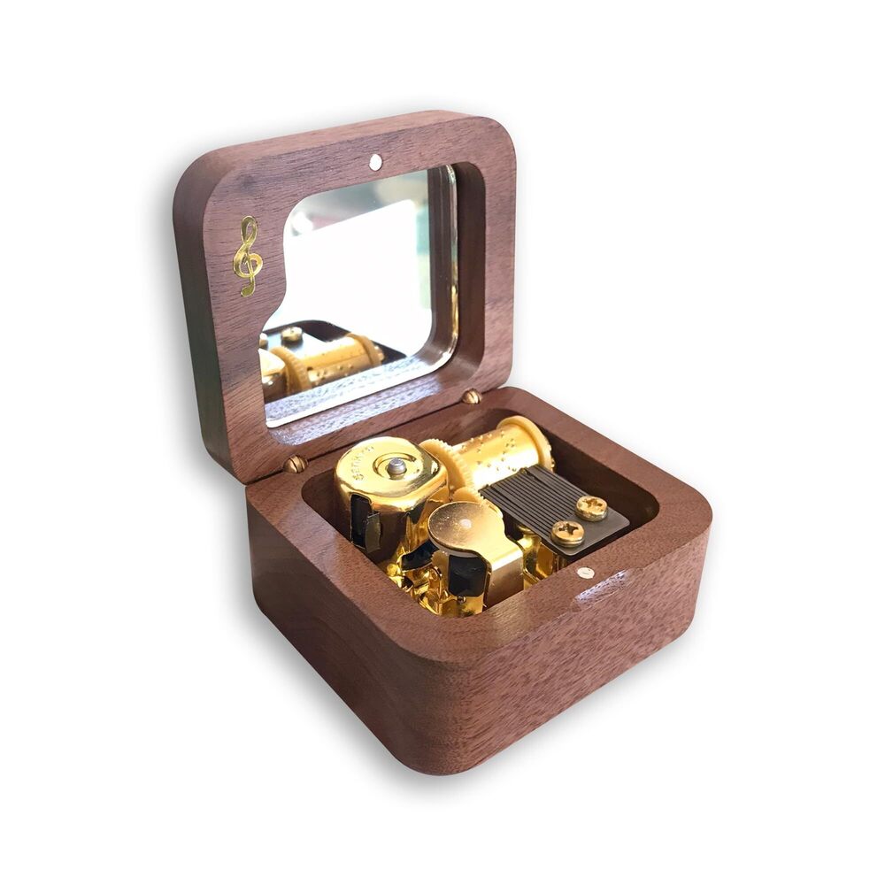 4671 Play Rain Rain Go Away Walnut Wind up Wooden Music Box with Sankyo